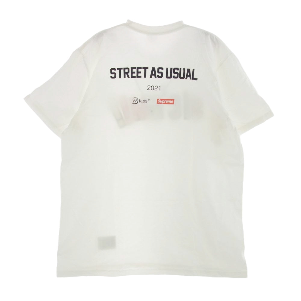Supreme シュプリーム × WTAPS ダブルタップス 21AW Sic'em! Tee ロゴプリント Tシャツ ホワイト ホワイト系 L【中古】
