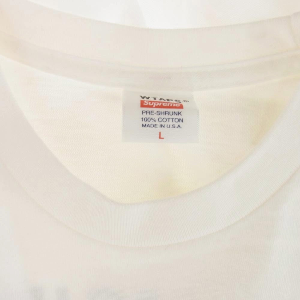 Supreme シュプリーム × WTAPS ダブルタップス 21AW Sic'em! Tee ロゴプリント Tシャツ ホワイト ホワイト系 L【中古】