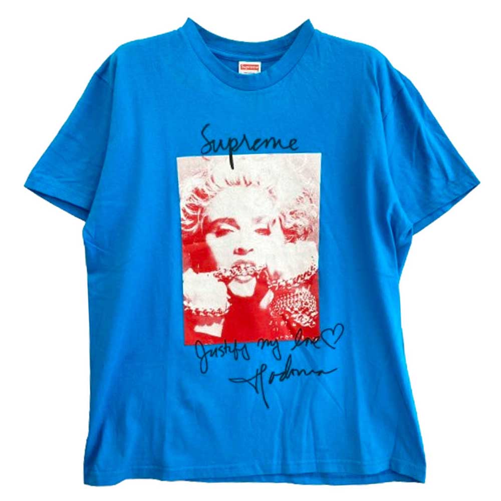 Supreme シュプリーム 18AW Madonna Tee マドンナ プリント Tシャツ 半袖 ブルー ライトブルー系 M【中古】