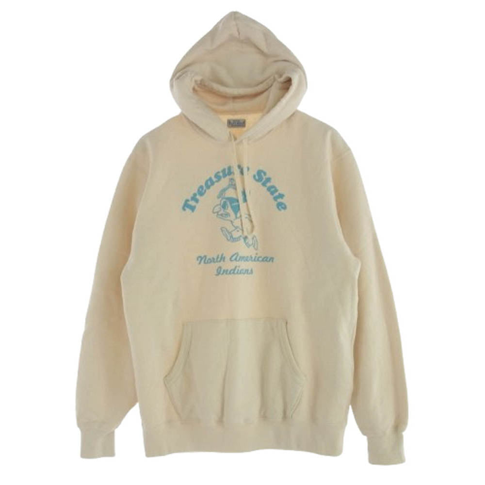 THE FLAT HEAD ザフラットヘッド FN-SWP-214 HOODIED SWEATSHIRT TREASURE STATE プルオーバー プリント スウェット パーカー オフホワイト系 42【中古】