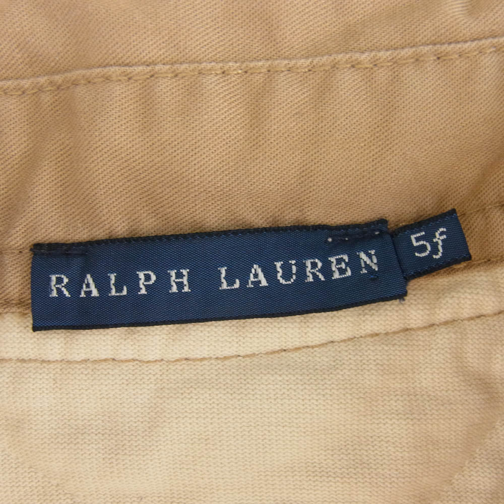 RALPH LAUREN ラルフローレン 90's パッチワークデザイン 長袖ポロシャツ ベージュ系 5f【中古】