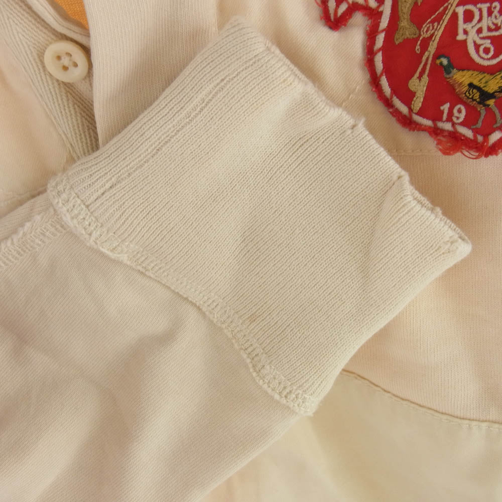 RALPH LAUREN ラルフローレン 90's パッチワークデザイン 長袖ポロシャツ ベージュ系 5f【中古】