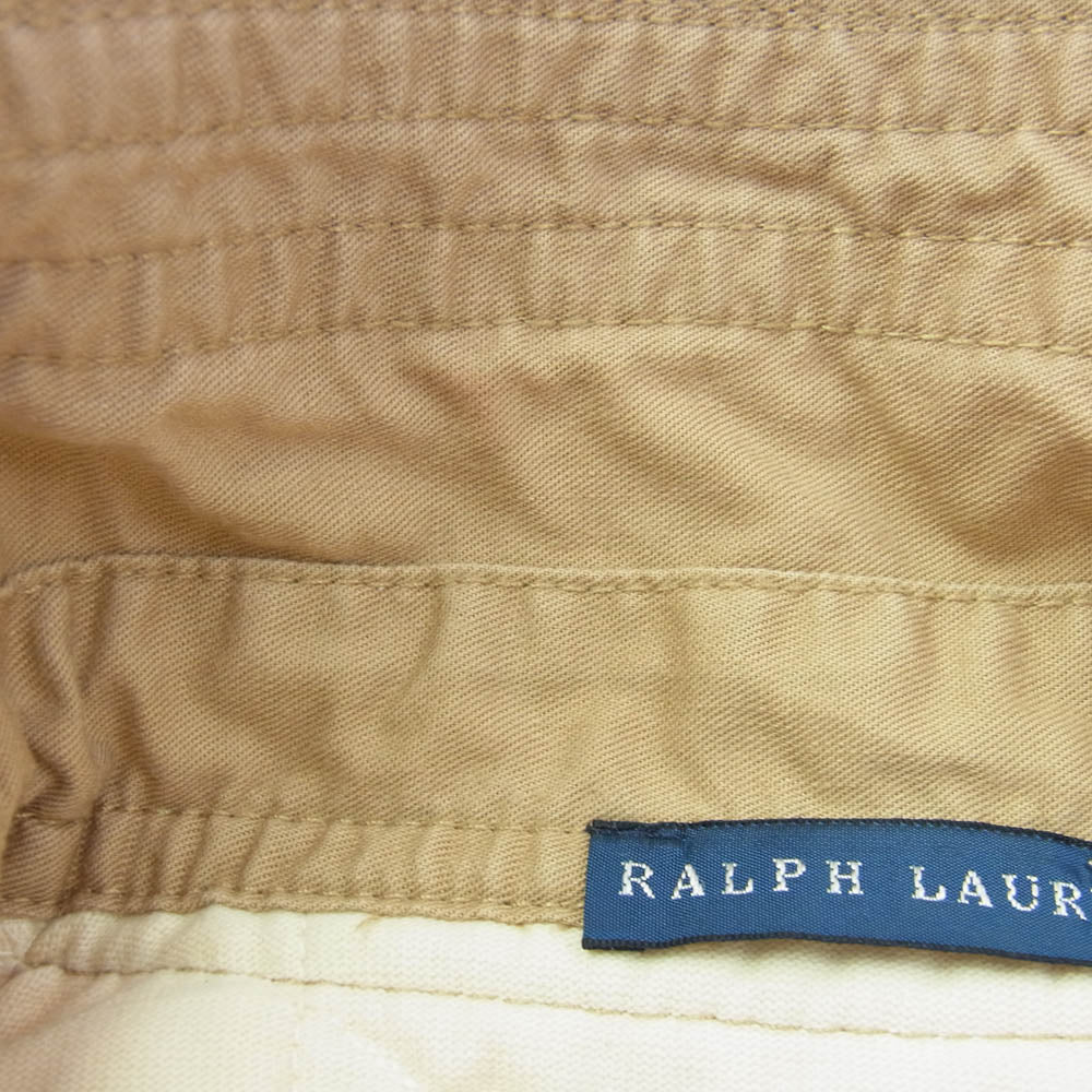 RALPH LAUREN ラルフローレン 90's パッチワークデザイン 長袖ポロシャツ ベージュ系 5f【中古】