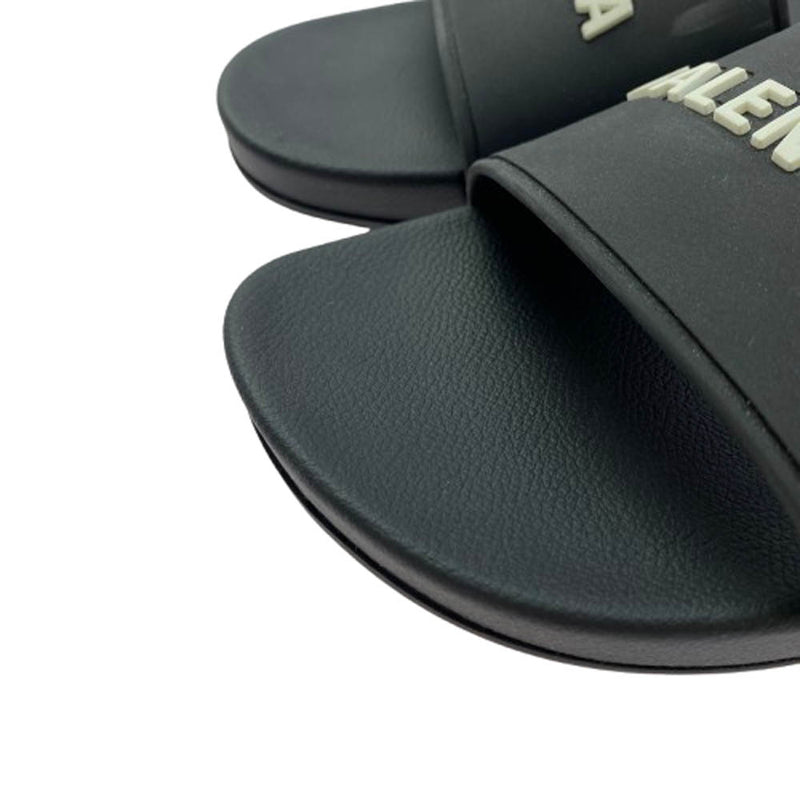 BALENCIAGA バレンシアガ　サンダル　プールスライドサンダル　3Dロゴ Balenciaga ブラックスライド プール サンダル 38 BALENCIAGA