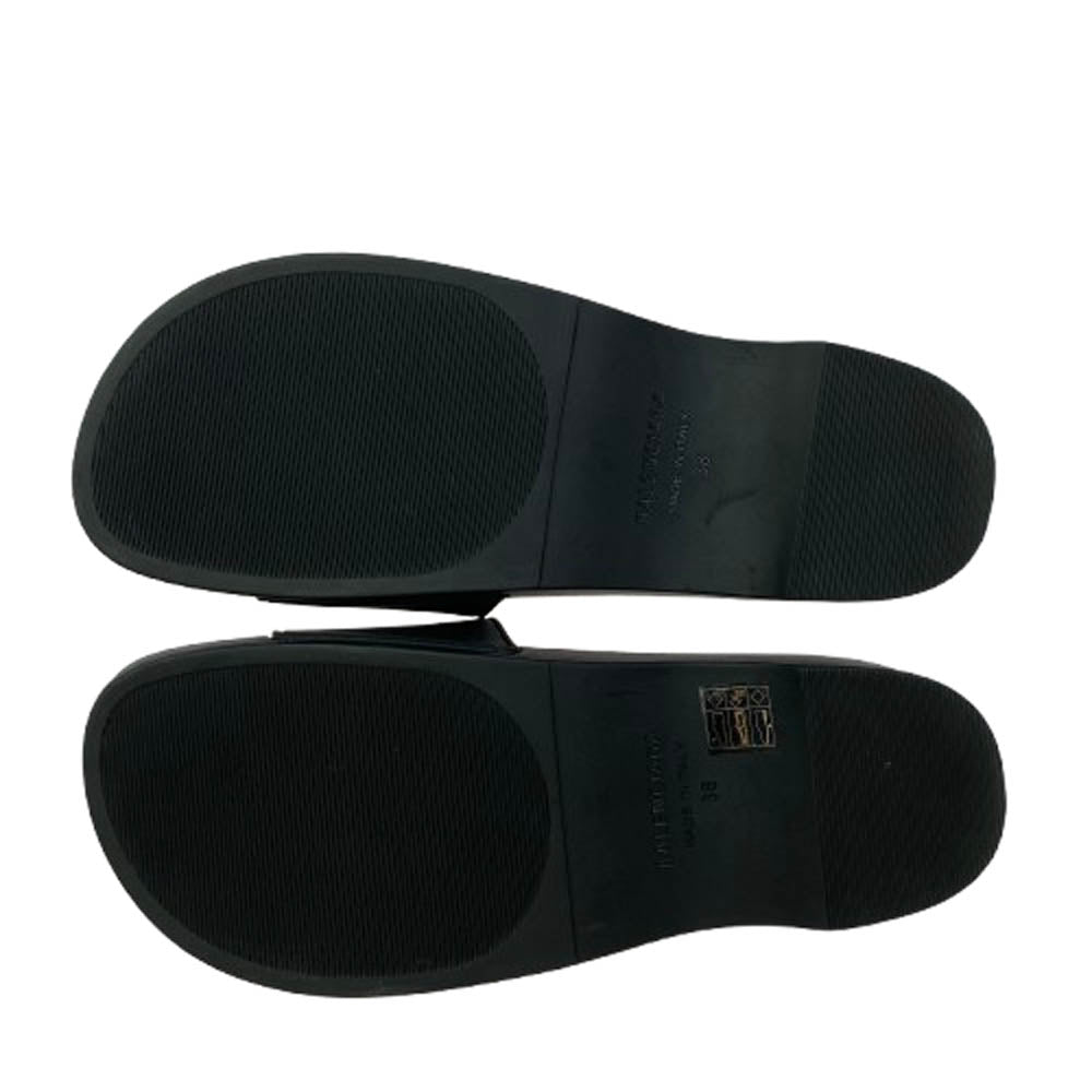 BALENCIAGA バレンシアガ 565547 POOL プール スライド ラバー ロゴ サンダル ブラック系 38【美品】【中古】