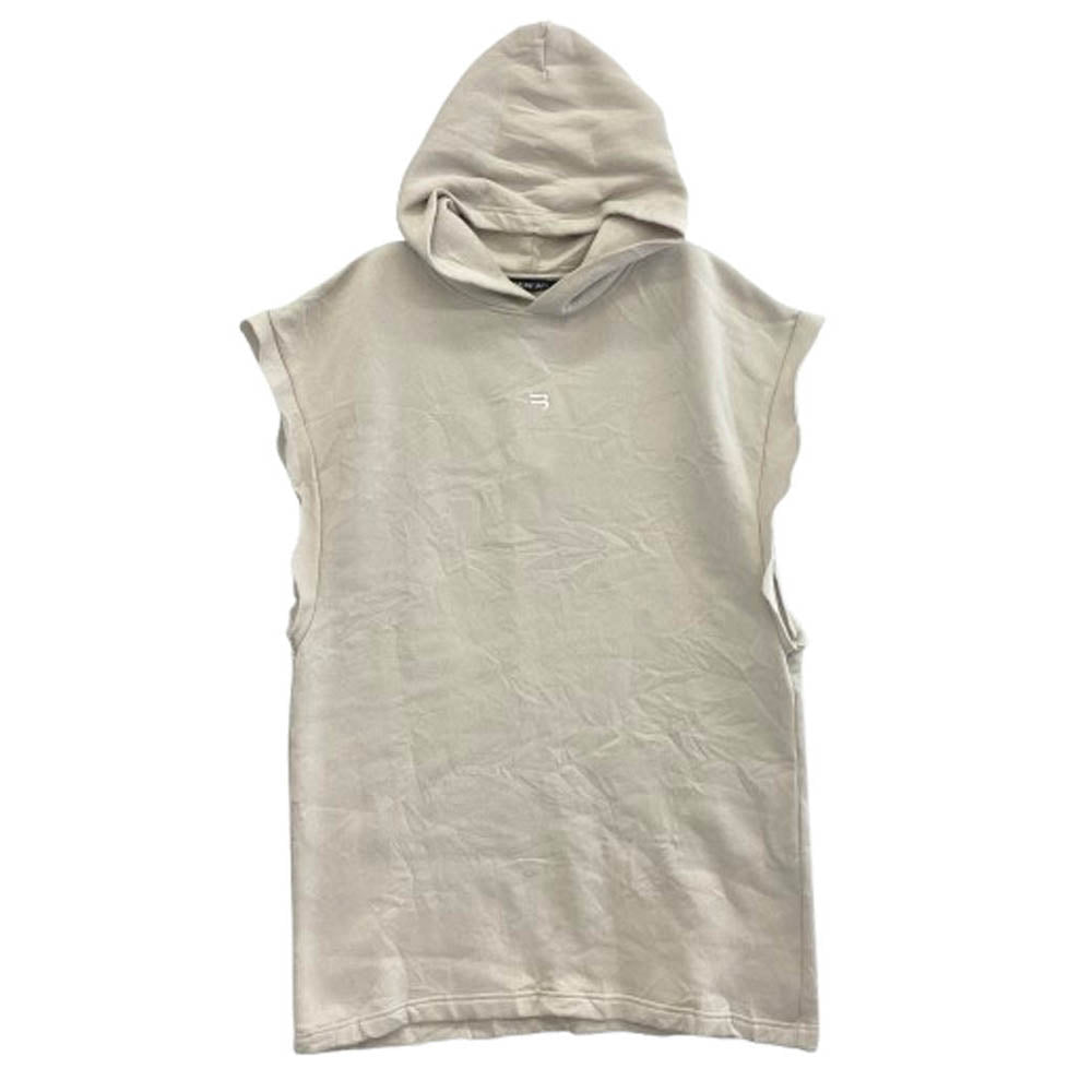 BALENCIAGA バレンシアガ 657064 TKV93 Sporty B Sleeveless Hoodie シワ加工 汚れ加工 スリーブレス ノースリーブ フーディ パーカー ベージュ系 XS【中古】