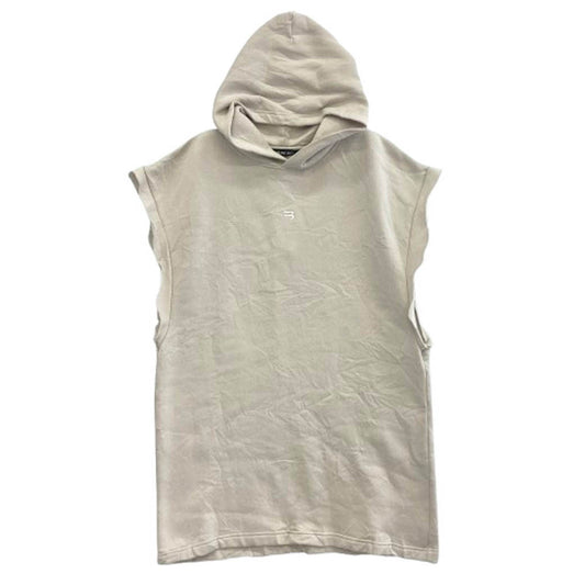 BALENCIAGA バレンシアガ 657064 TKV93 Sporty B Sleeveless Hoodie シワ加工 汚れ加工 スリーブレス ノースリーブ フーディ パーカー ベージュ系 XS【中古】