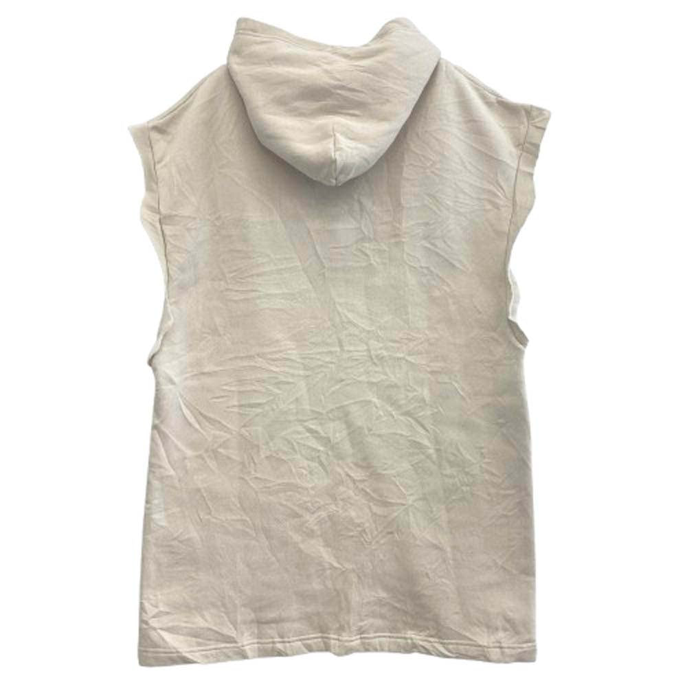 BALENCIAGA バレンシアガ 657064 TKV93 Sporty B Sleeveless Hoodie シワ加工 汚れ加工 スリーブレス ノースリーブ フーディ パーカー ベージュ系 XS【中古】