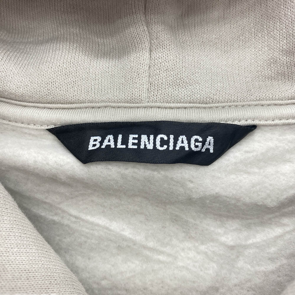 BALENCIAGA バレンシアガ 657064 TKV93 Sporty B Sleeveless Hoodie シワ加工 汚れ加工 スリーブレス ノースリーブ フーディ パーカー ベージュ系 XS【中古】
