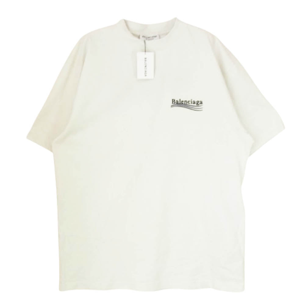 BALENCIAGA バレンシアガ 22AW 641655 TKVJ1 POLITICAL CAMPAIGN キャンペーンロゴ 刺繍 半袖 Tシャツ ホワイト系 XS【極上美品】【中古】