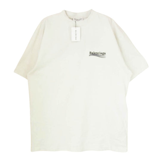 BALENCIAGA バレンシアガ 22AW 641655 TKVJ1 POLITICAL CAMPAIGN キャンペーンロゴ 刺繍 半袖 Tシャツ ホワイト系 XS【極上美品】【中古】