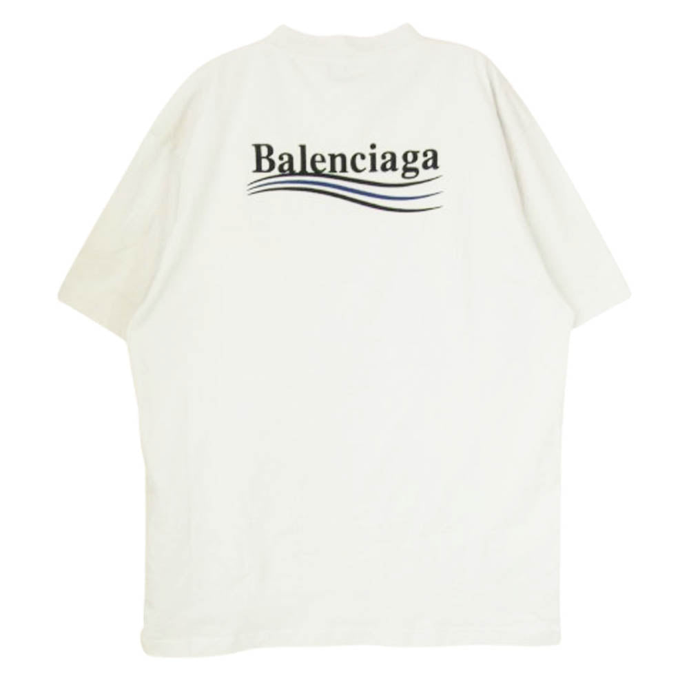 BALENCIAGA バレンシアガ 22AW 641655 TKVJ1 POLITICAL CAMPAIGN キャンペーンロゴ 刺繍 半袖 Tシャツ ホワイト系 XS【極上美品】【中古】
