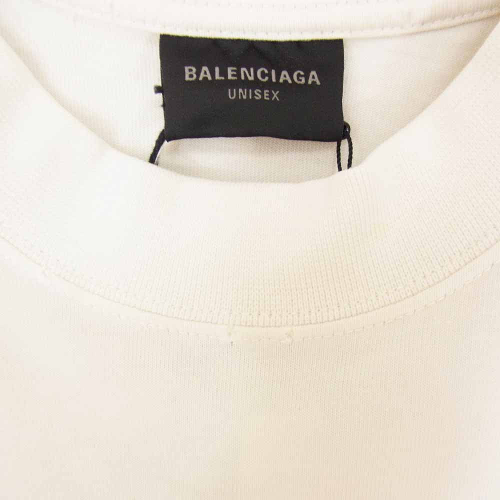 BALENCIAGA バレンシアガ 23SS 739784 TOVK1 DIY College T-Shirt カレッジロゴ プリント ダメージ加工 半袖 Tシャツ ホワイト系 XXS【中古】