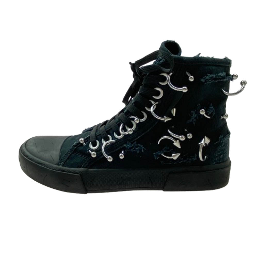 BALENCIAGA バレンシアガ 688756 W3RCQ PARIS PIERCING HIGH TOP DEST ピアス デストロイ ハイカットスニーカー ブラック系 35【美品】【中古】