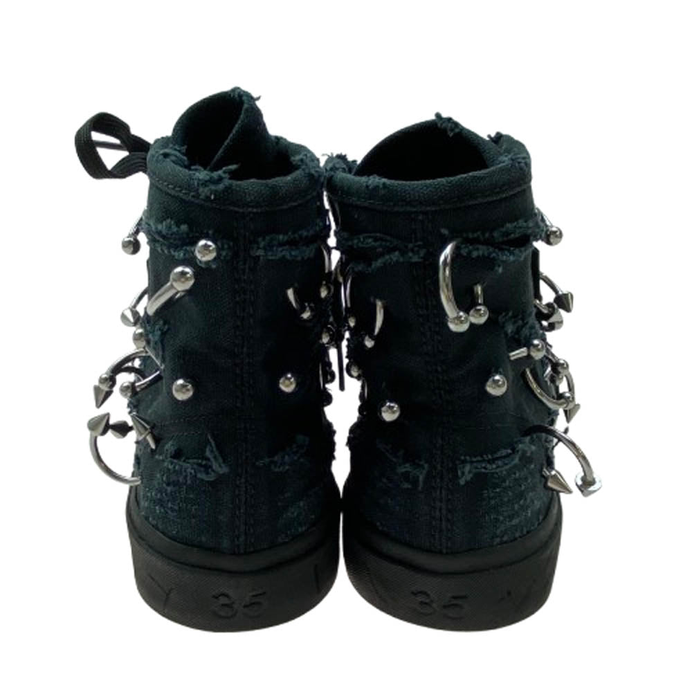 BALENCIAGA バレンシアガ 688756 W3RCQ PARIS PIERCING HIGH TOP DEST ピアス デストロイ ハイカットスニーカー ブラック系 35【美品】【中古】