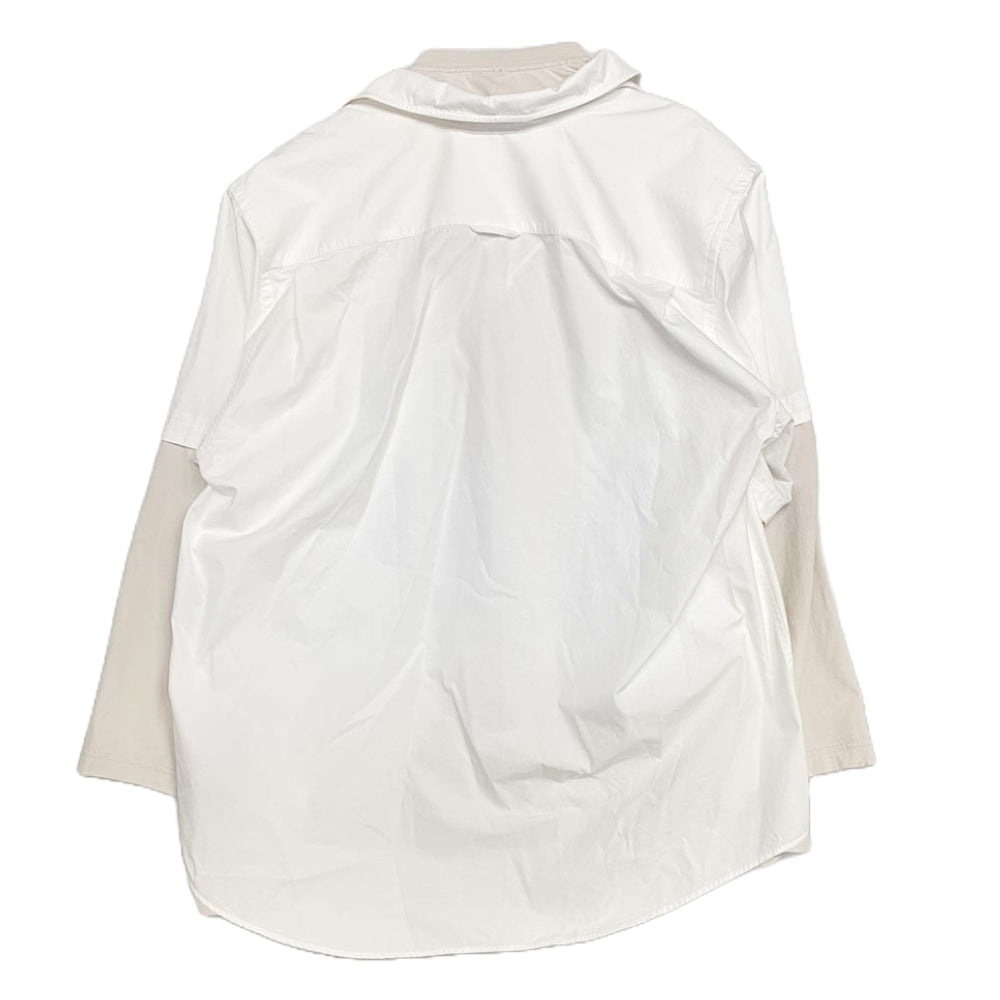BALENCIAGA バレンシアガ 23SS 725608 TYB18 トロンプルイユ レイヤード ドッキング 長袖 シャツ ホワイト系 ベージュ系【美品】【中古】