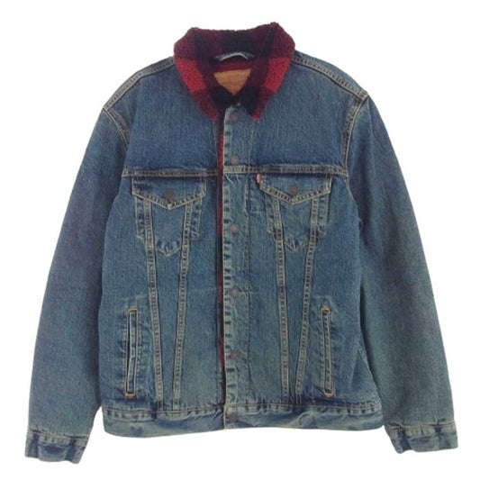 Levi's リーバイス Picnic Sherpa Denim Trucker Jacket シェルパ トラッカージャケット デニムジャケット バッファローチェックボア インディゴブルー系 L【中古】