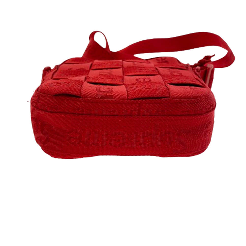 Supreme シュプリーム 24SS Woven Shoulder Bag ロゴ刺繍 ウーブン ショルダーバッグ レッド系【中古】