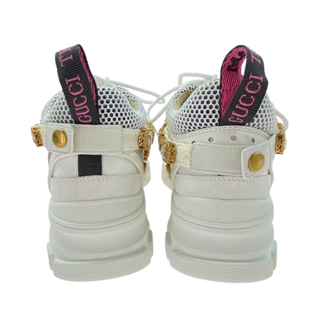 GUCCI グッチ FLASHTREK フラッシュ トレック ビジュ―ベルト付 スニーカー ホワイト系 35【中古】