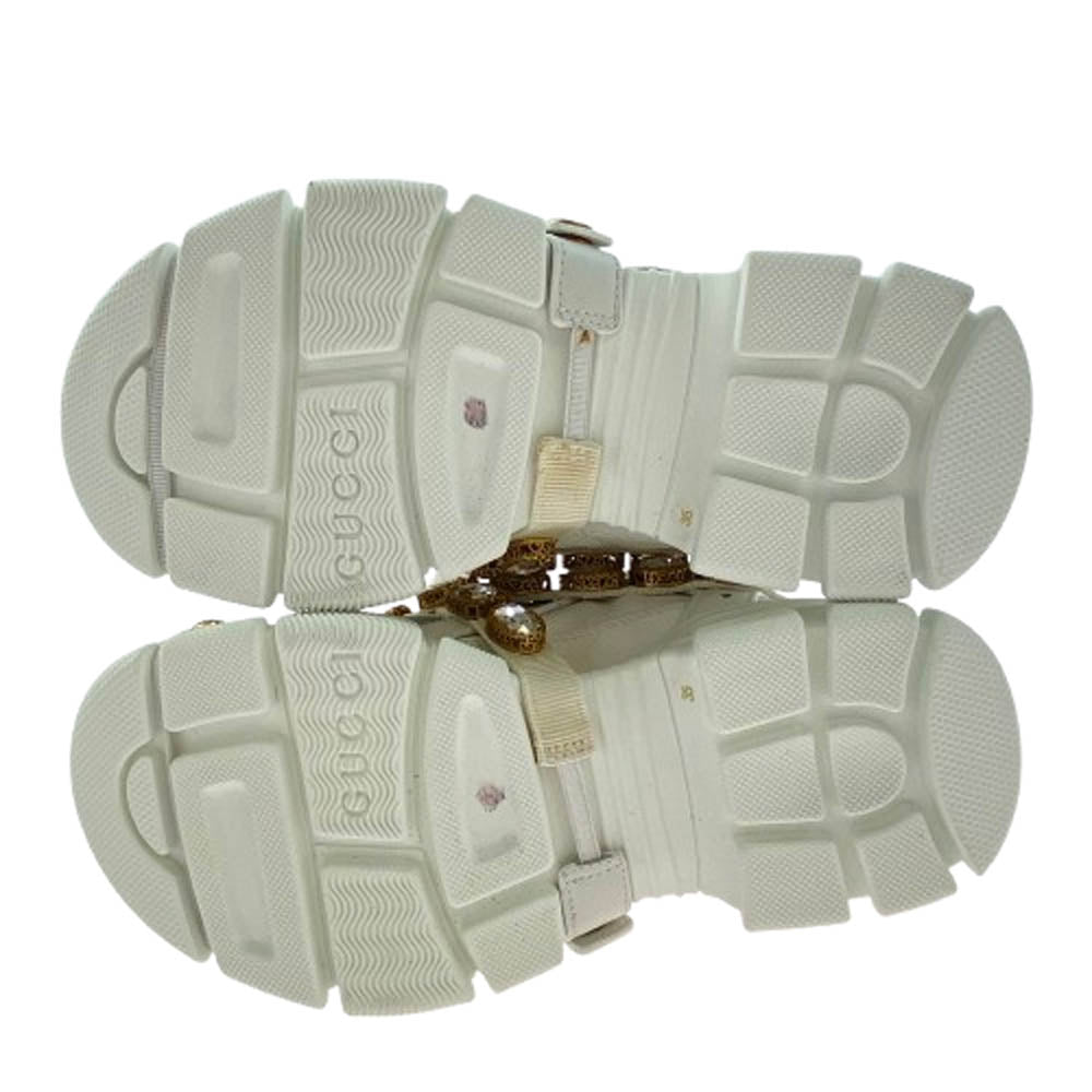 GUCCI グッチ FLASHTREK フラッシュ トレック ビジュ―ベルト付 スニーカー ホワイト系 35【中古】