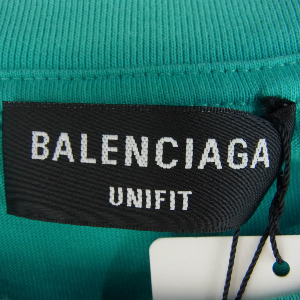 BALENCIAGA バレンシアガ 21SS 651795 TKVB8 Caps Destroyed Flatground Tee デストロイ加工 ロゴ クルーネック Tシャツ ライトグリーン系 M【新古品】【未使用】【中古】