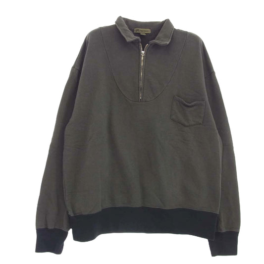 Nigel Cabourn ナイジェルケーボン 8049-00-20002 ZIP UP SWEATSHIRT ハーフ ジップアップ スウェット グリーン系 52【中古】