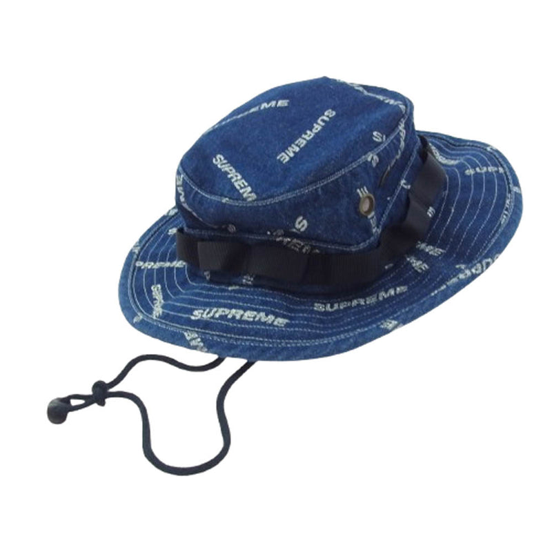 Supreme シュプリーム 17SS Denim Logo Boonie Hat デニムロゴ ブーニー ハット インディゴブルー系 M/L【中古】