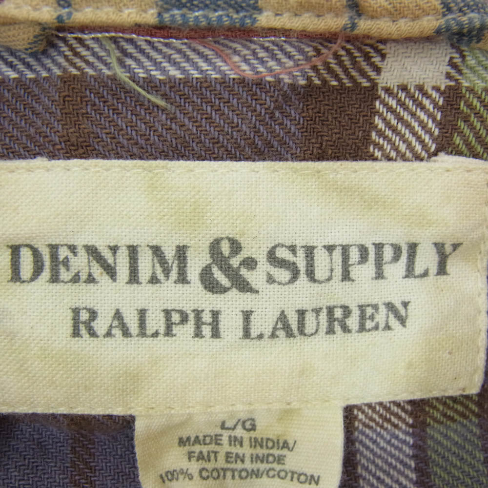 RALPH LAUREN ラルフローレン Denim & Supply デニムアンドサプライ チェック パッチワーク 長袖 シャツ マルチカラー系 L/G【中古】