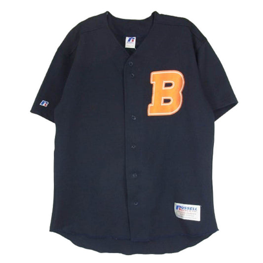 RUSSELL ATHLETIC ラッセルアスレチック backdrop 別注 ベースボール 半袖 シャツ ネイビー系 L【中古】