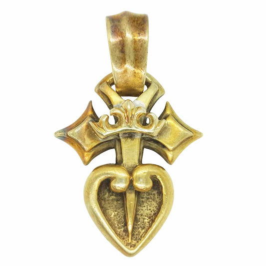 BILL WALL LEATHER ビルウォールレザー ピアストハート  with クラウン チャーム ペンダントトップ ゴールドコーティング スターリングシルバー ゴールド系【中古】