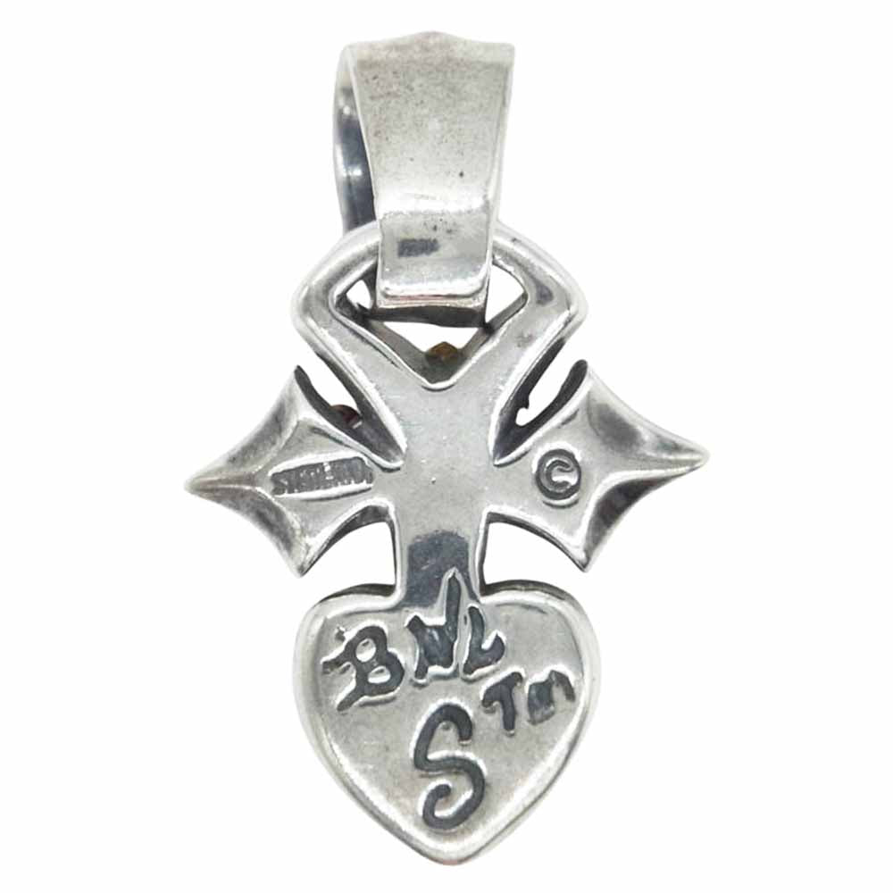 BILL WALL LEATHER ビルウォールレザー ピアストハート with ゴールドクラウン チャーム ペンダントトップ シルバー系 ゴールド系【中古】