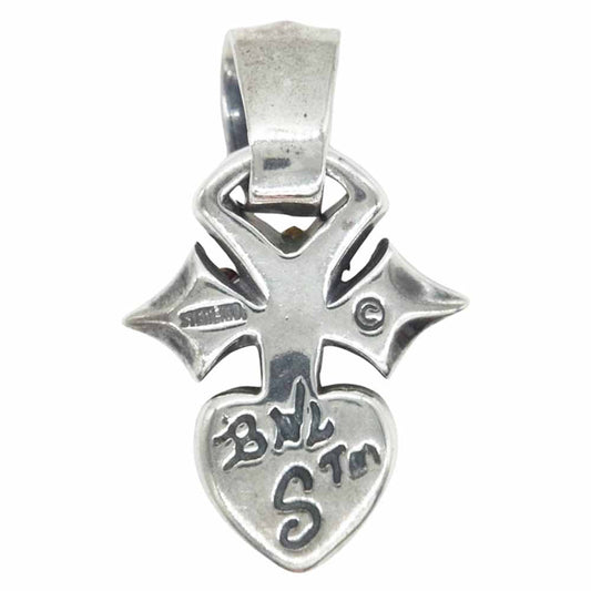 BILL WALL LEATHER ビルウォールレザー ピアストハート with ゴールドクラウン チャーム ペンダントトップ シルバー系 ゴールド系【中古】