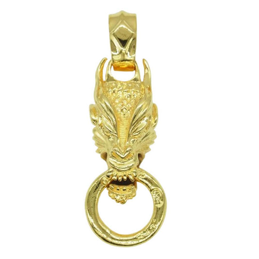BILL WALL LEATHER ビルウォールレザー ドラゴン ヘッド w/リング ペンダントトップ ゴールドコーティング スターリングシルバー ゴールド系【中古】