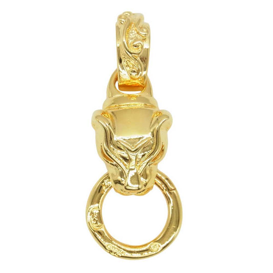 BILL WALL LEATHER ビルウォールレザー パンサー ヘッド w/リング ウェーブベイル ペンダントトップ ゴールドコーティング スターリングシルバー ゴールド系【中古】