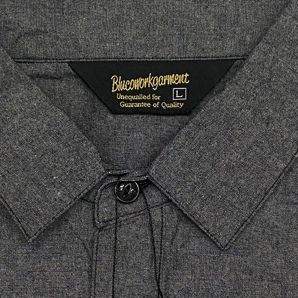 BLUCO WORK GARMENT ブルコ OL-121-022TRSC CHAMBRAY WORK SHIRTS L/S シャンブレー 長袖 ワークシャツ グレー系 L【新古品】【未使用】【中古】