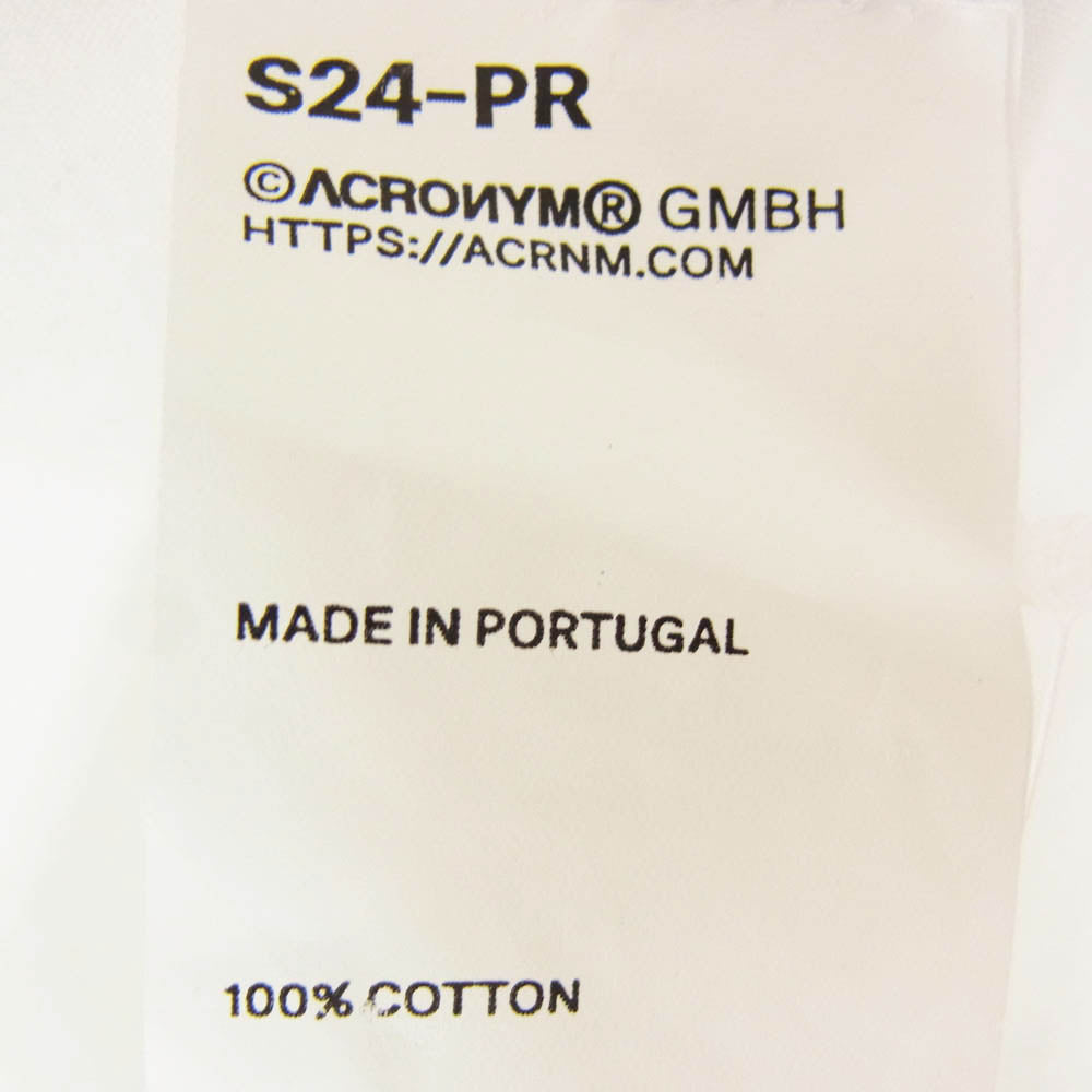 ACRONYM アクロニウム 22SS S24-PR-A MERCERIZED SHORT SLEEVE T-SHIRT ショートスリーブ Tシャツ ホワイト系 S【新古品】【未使用】【中古】