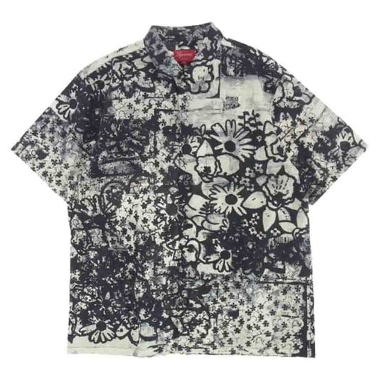 Supreme シュプリーム 21AW Christopher Wool S/S Shirt 総柄 半袖 シャツ ブラック ホワイト L【極上美品】【中古】