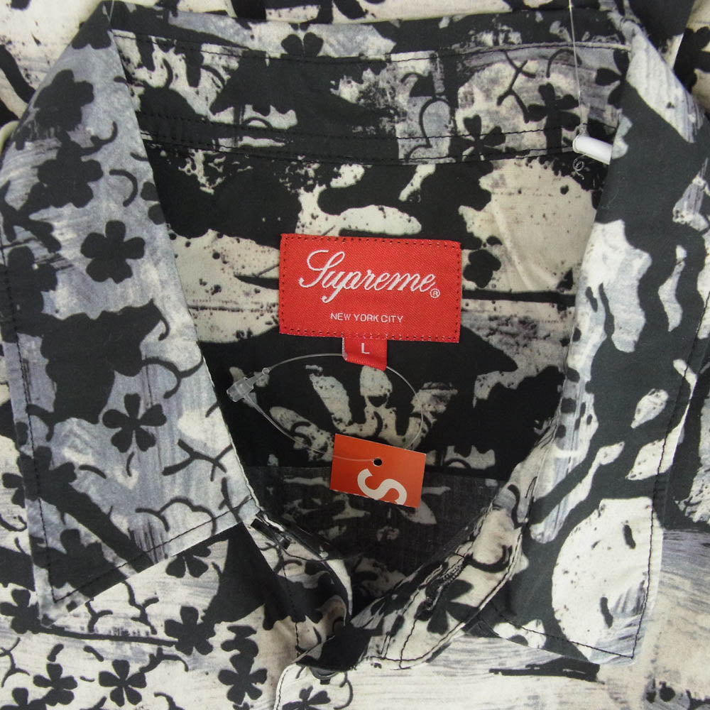 Supreme シュプリーム 21AW Christopher Wool S/S Shirt 総柄 半袖 シャツ ブラック ホワイト L【極上美品】【中古】