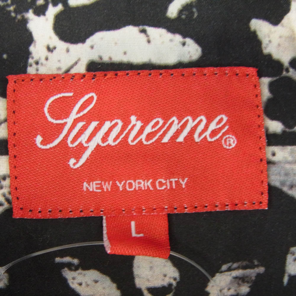 Supreme シュプリーム 21AW Christopher Wool S/S Shirt 総柄 半袖 シャツ ブラック ホワイト L【極上美品】【中古】