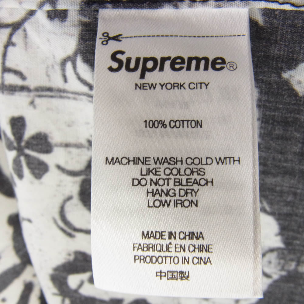 Supreme シュプリーム 21AW Christopher Wool S/S Shirt 総柄 半袖 シャツ ブラック ホワイト L【極上美品】【中古】