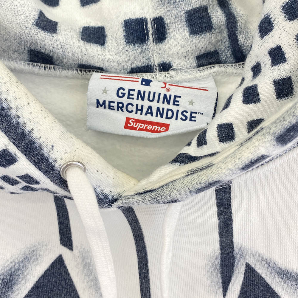Supreme シュプリーム 21AW New York Yankees Airbrush Hooded Sweatshirt ニューヨーク ヤンキース プルオーバー パーカー ネイビー ホワイト L【中古】