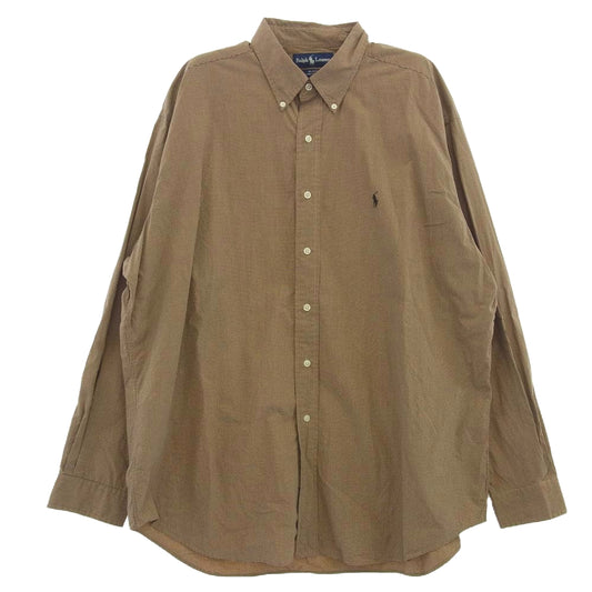 POLO RALPH LAUREN ポロ・ラルフローレン 90’s ボタンダウン チェック 長袖シャツ ブラウン系 XL【中古】