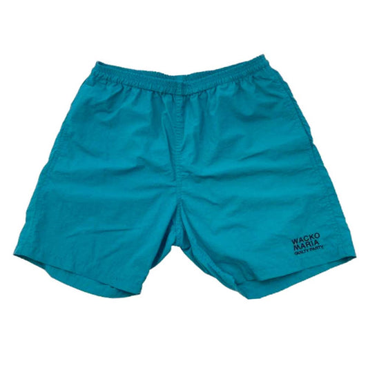 WACKO MARIA ワコマリア 24SS BOARD SHORTS ロゴ刺繍 ナイロン ショートパンツ ショーツ ライトグリーン系 L【中古】