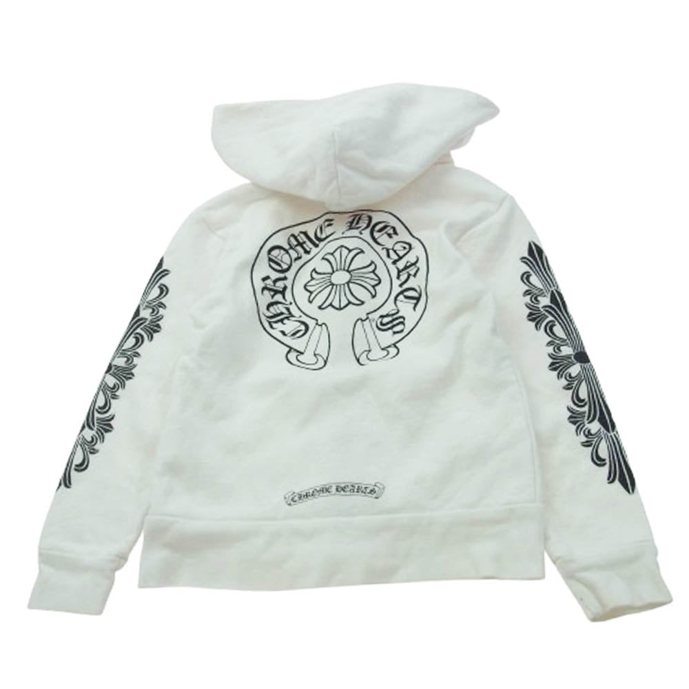 CHROME HEARTS クロムハーツ（原本無） ホースシュー フローラルクロス プリント ジップパーカー キッズ 子供用 ホワイト系 6Y【中古】