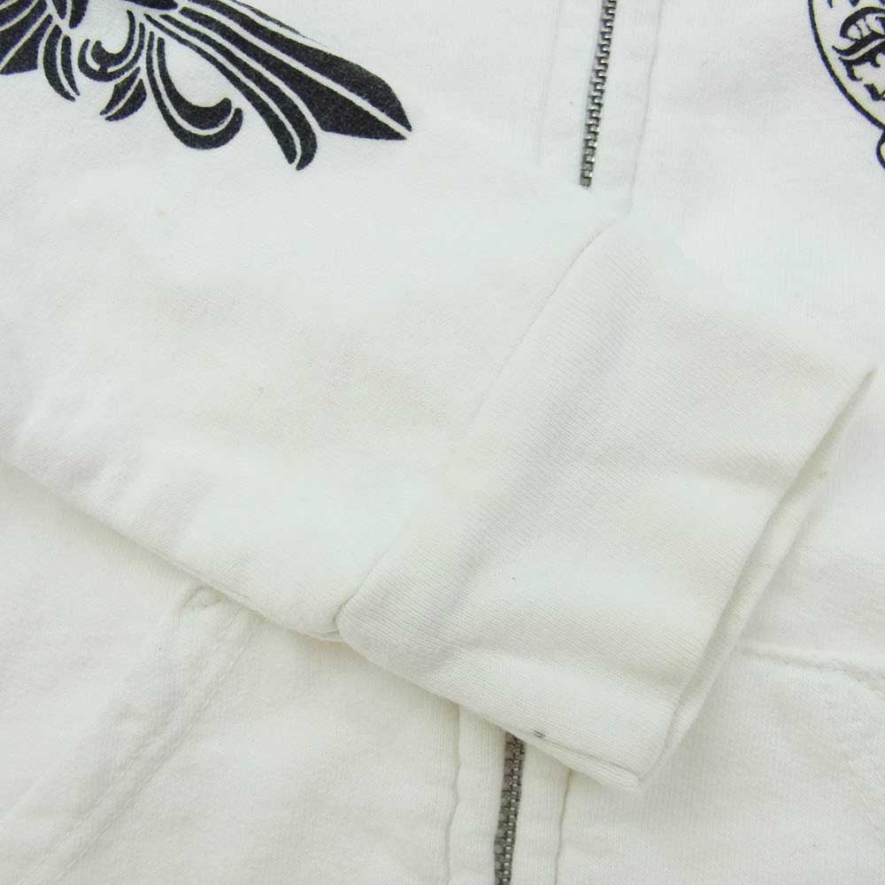 CHROME HEARTS クロムハーツ（原本無） ホースシュー フローラルクロス プリント ジップパーカー キッズ 子供用 ホワイト系 6Y【中古】