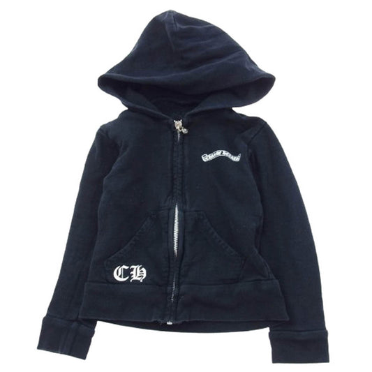 CHROME HEARTS クロムハーツ（原本無） セメタリークロス プリント ジップパーカー キッズ 子供用 ブラック系 2T【中古】