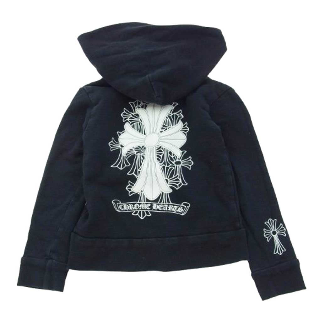 CHROME HEARTS クロムハーツ（原本無） セメタリークロス プリント ジップパーカー キッズ 子供用 ブラック系 2T【中古】