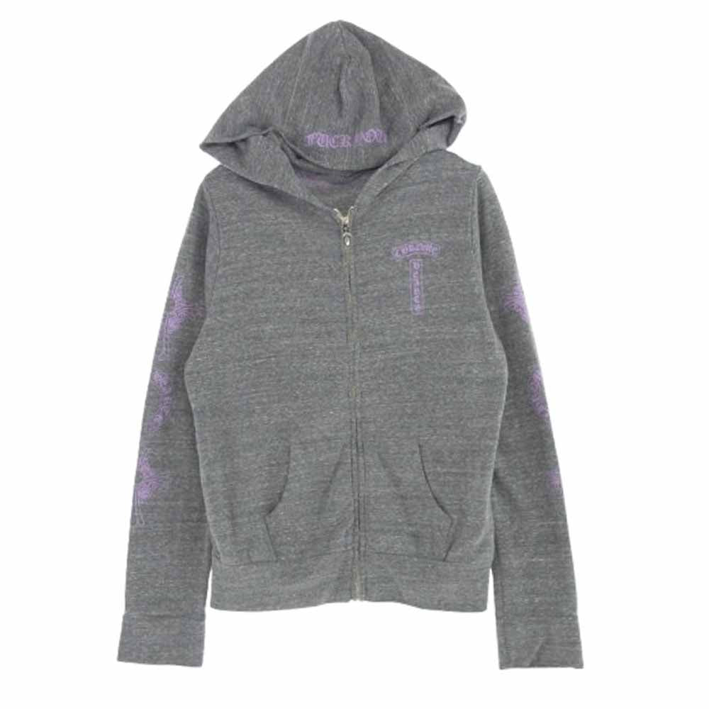 CHROME HEARTS クロムハーツ（原本無） SWTSHRT HD ZIP アーム クロス ホースシュー プリント ダガージップ ジップパーカー グレー系 S【中古】
