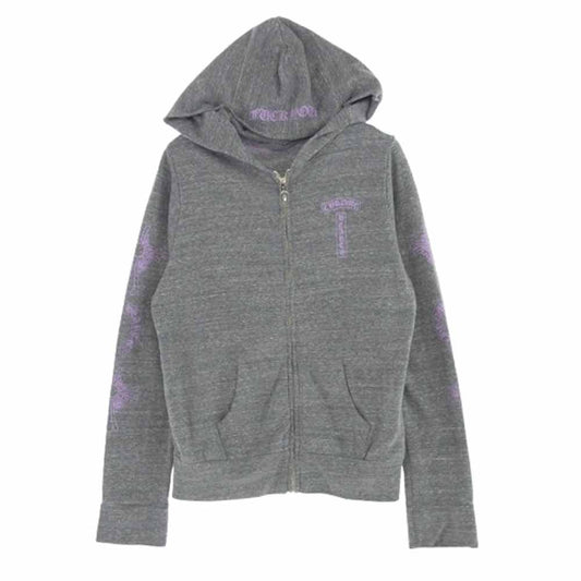 CHROME HEARTS クロムハーツ（原本無） SWTSHRT HD ZIP アーム クロス ホースシュー プリント ダガージップ ジップパーカー グレー系 S【中古】