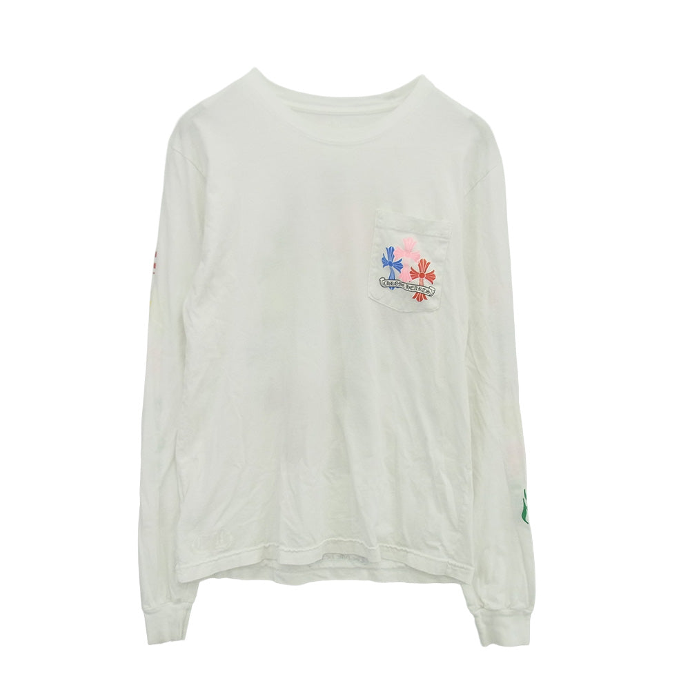 CHROME HEARTS クロムハーツ（原本無） MLTCOL CEM CRS LS マルチカラー セメタリークロス プリント 長袖カットソー ホワイト系 M【中古】